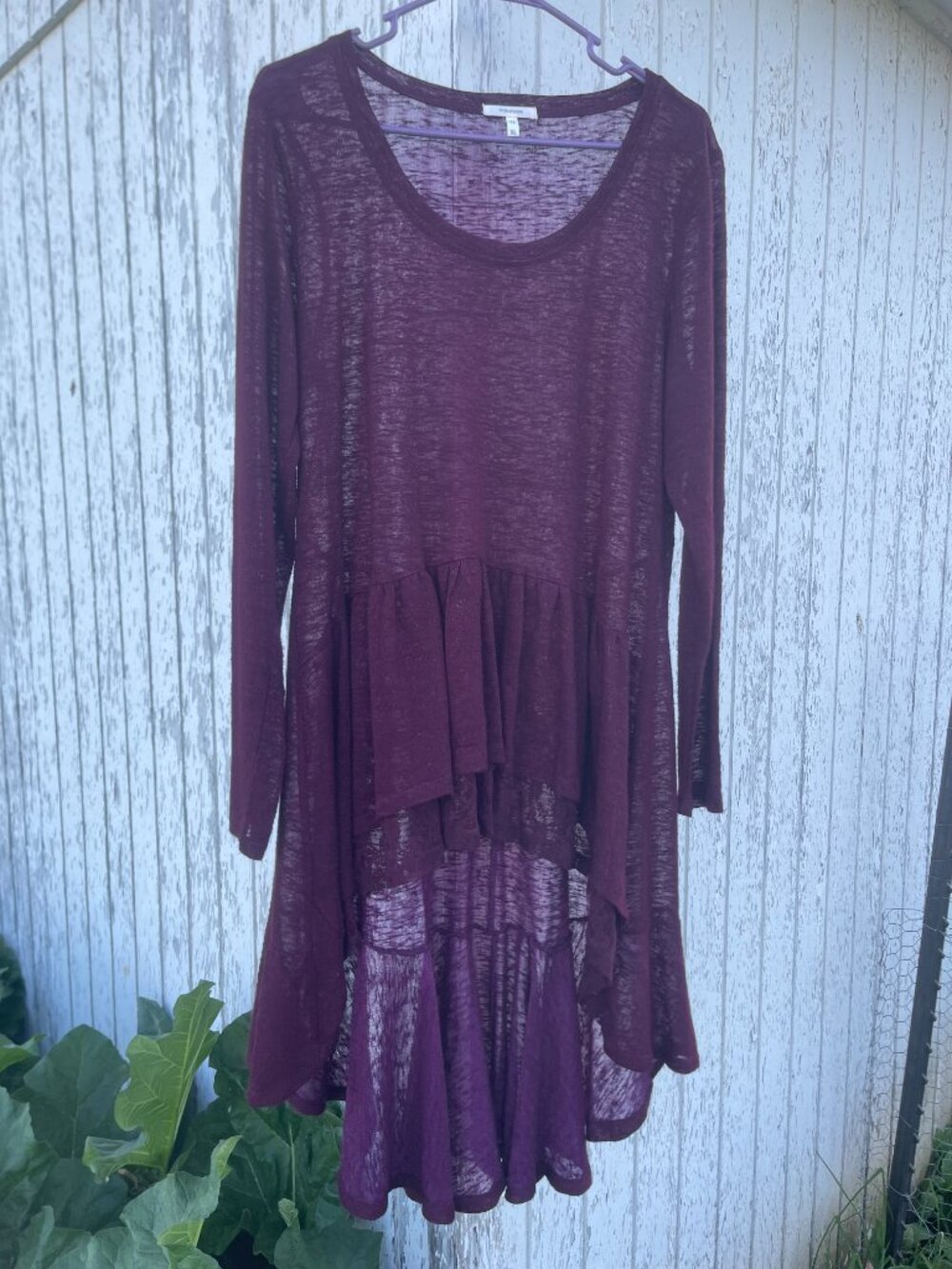 Maurices High-Low Lace Detail Tiered Burgundy Tunic Top Size XL